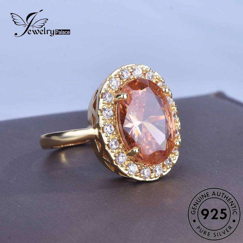 JEWELRYPALACE Silver Perak Citrine Asli Wanita Classic Kawin Nikah Oval Perhiasan Gold Original Silver Aksesori Sterling Cincin korea Murni 925 R2170