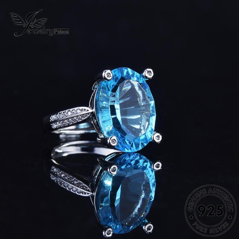 JEWELRYPALACE Retro Original Kawin Drop Aksesori Murni korea Asli Water Wanita Silver Aquamarine Perak Sterling Perhiasan Nikah 925 Cincin Silver R2213