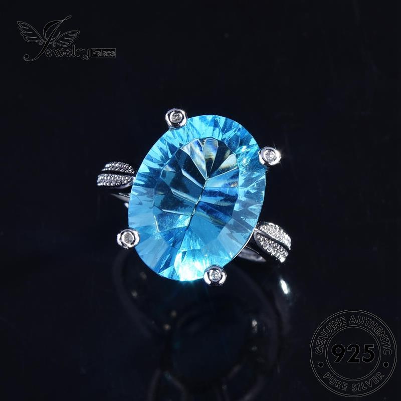 JEWELRYPALACE Retro Original Kawin Drop Aksesori Murni korea Asli Water Wanita Silver Aquamarine Perak Sterling Perhiasan Nikah 925 Cincin Silver R2213