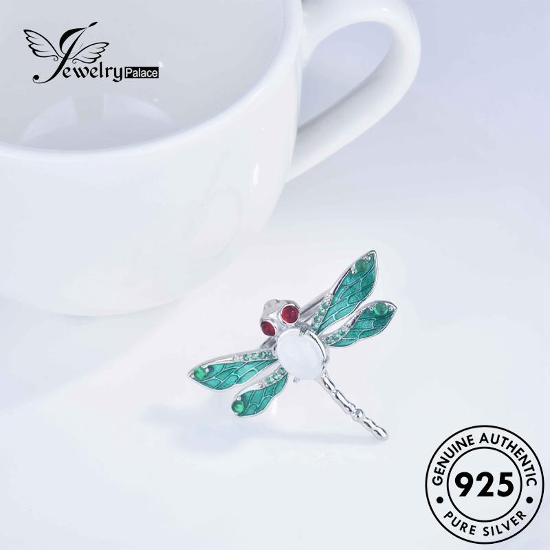 JEWELRYPALACE Wanita Asli Silver 925 Murni Aksesori korea Perak Kawin Original Silver Dragonfly Cincin Jade Perhiasan Nikah Creative Sterling R2235