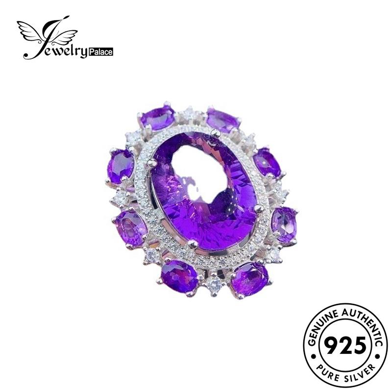 JEWELRYPALACE Nikah Perhiasan Murni Aksesori 925 Asli Silver Wanita Sterling korea Silver Cincin Original Perak Oval Kawin Amethyst Personality R2237