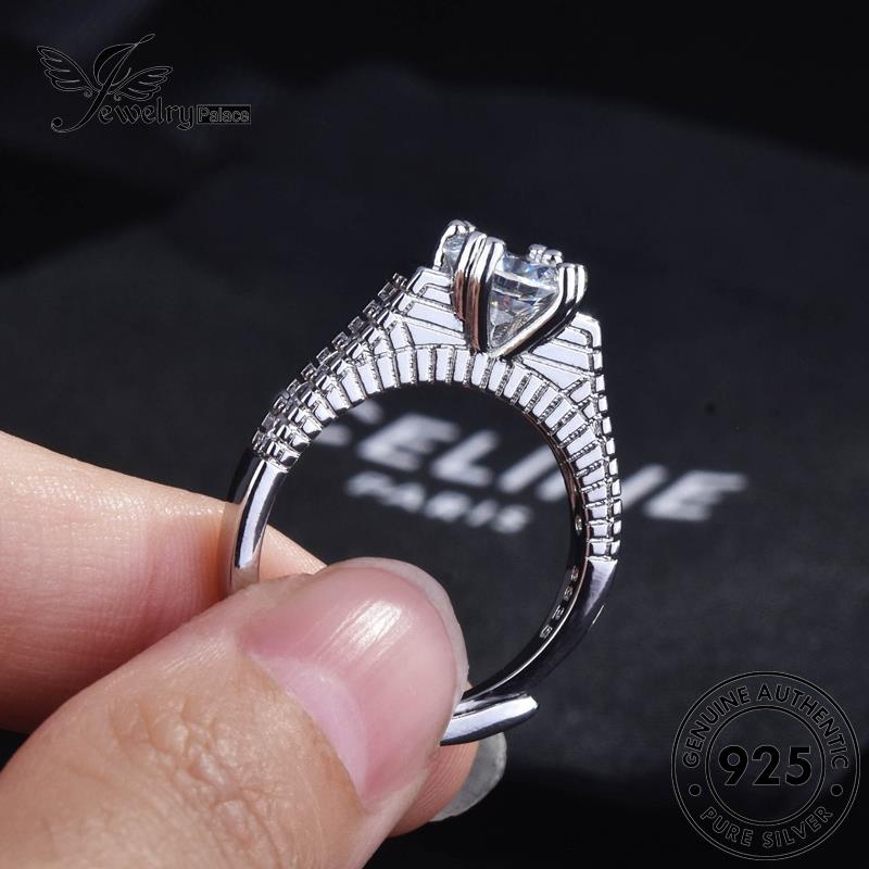 JEWELRYPALACE Hearts Wanita Asli Perak Nikah Silver korea Aksesori Kawin Simple Perhiasan Silver Original Sterling And Moissanite Arrows Cincin 925 Diamond Murni R2196