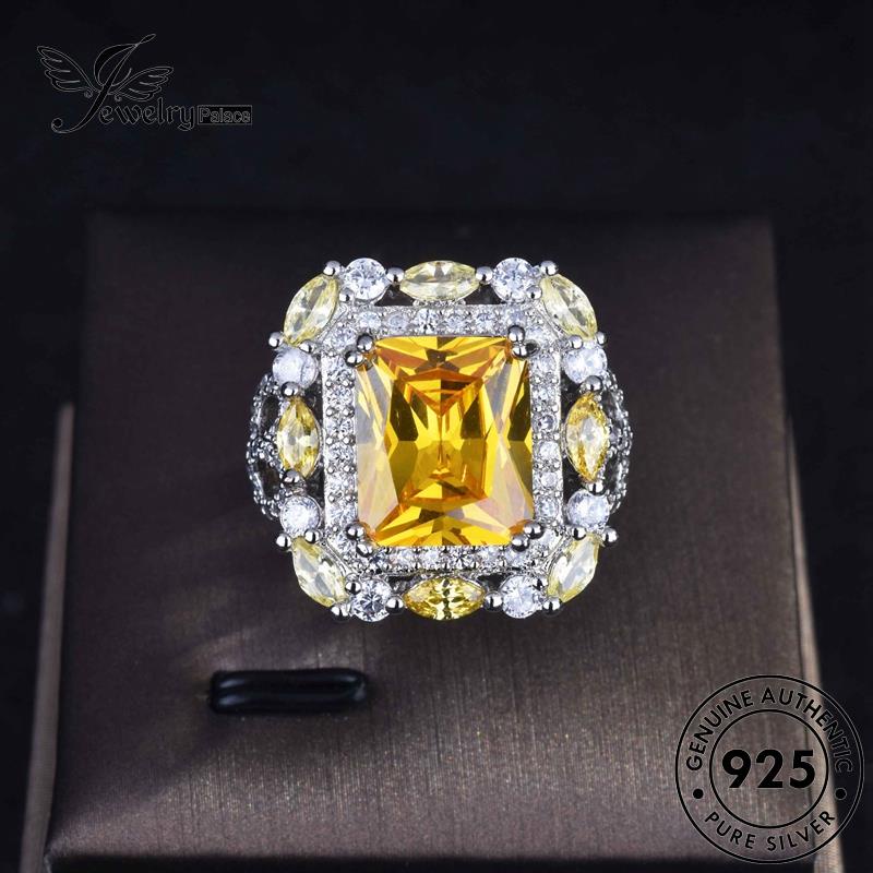 JEWELRYPALACE Murni Aksesori 925 Temperament Perak Cincin Asli Wanita Citrine Sterling Silver Silver Perhiasan Kawin Original korea Square Nikah R2293