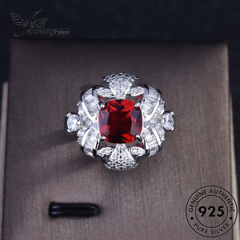 JEWELRYPALACE Perhiasan Sterling Luxury 925 Nikah Square Original Cincin korea Silver Asli Ruby Aksesori Silver Wanita Murni Kawin Perak R2251