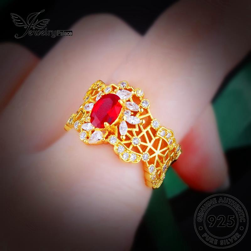 JEWELRYPALACE Perak 925 Cincin Sterling Silver Original Murni Perhiasan Asli Court korea Aksesori Ruby Retro Kawin Nikah Silver Wanita R2339