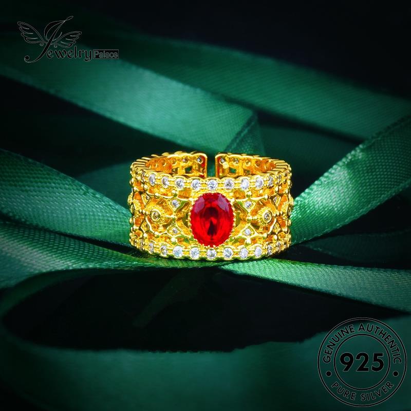 JEWELRYPALACE Murni Asli Ruby Original Perak Perhiasan Retro Nikah Court Kawin Silver Silver Cincin Wanita korea Sterling 925 Aksesori R2369