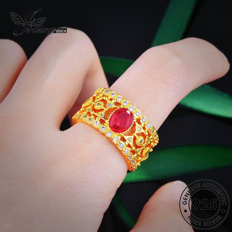 JEWELRYPALACE Murni Asli Ruby Original Perak Perhiasan Retro Nikah Court Kawin Silver Silver Cincin Wanita korea Sterling 925 Aksesori R2369