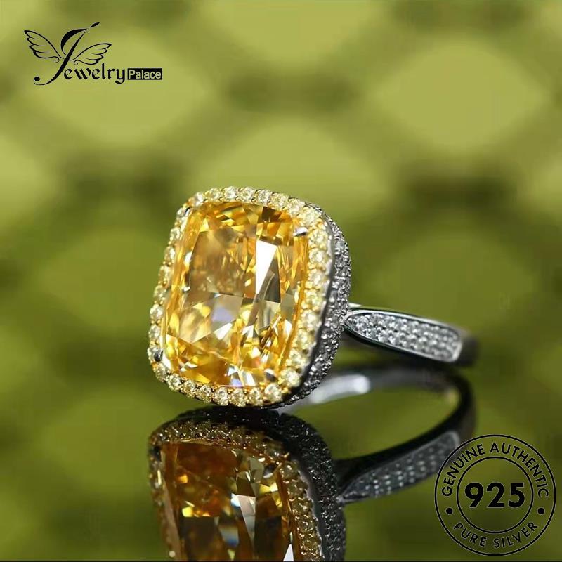 JEWELRYPALACE Perak Nikah Original Perhiasan Wanita Luxury Silver Silver Murni Asli Cincin korea Square 925 Citrine Kawin Sterling Aksesori R2395