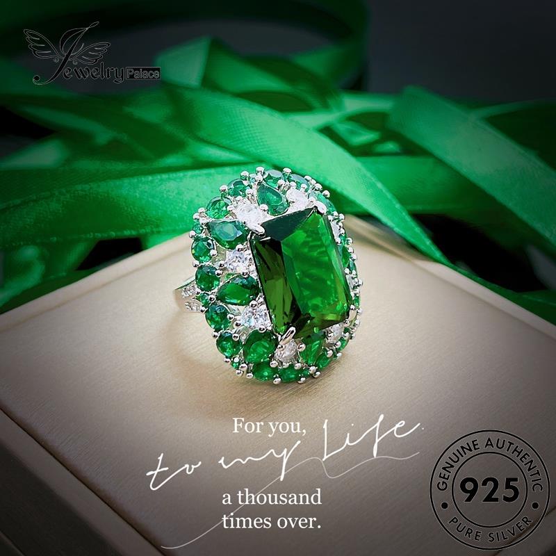 JEWELRYPALACE Kawin Cincin Silver Perak Nikah Original Asli Emerald 925 Aksesori Wanita Perhiasan Luxury Murni Square korea Sterling Silver R2417