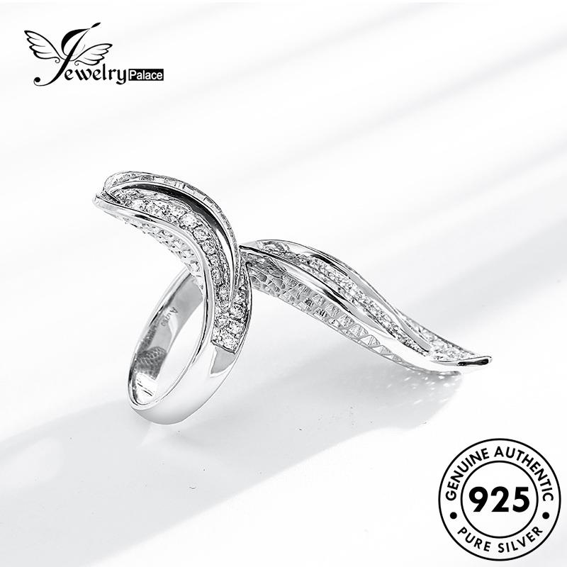 JEWELRYPALACE korea Murni Aksesori Leaves 925 Kawin Perhiasan Luxury Nikah Silver Moissanite Asli Sterling Diamond Willow Wanita Original Cincin Perak Silver R2439