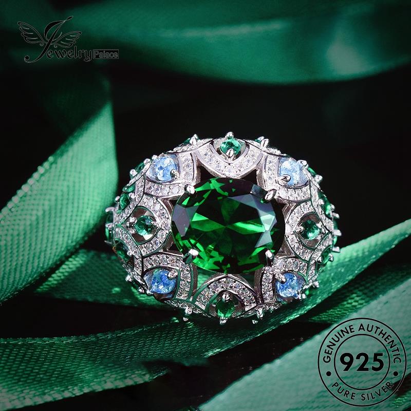 JEWELRYPALACE Aksesori Original Perhiasan Wanita Nikah Silver Emerald Perak Silver Oval 925 Murni Kawin Cincin Sterling Asli Luxury korea R2402