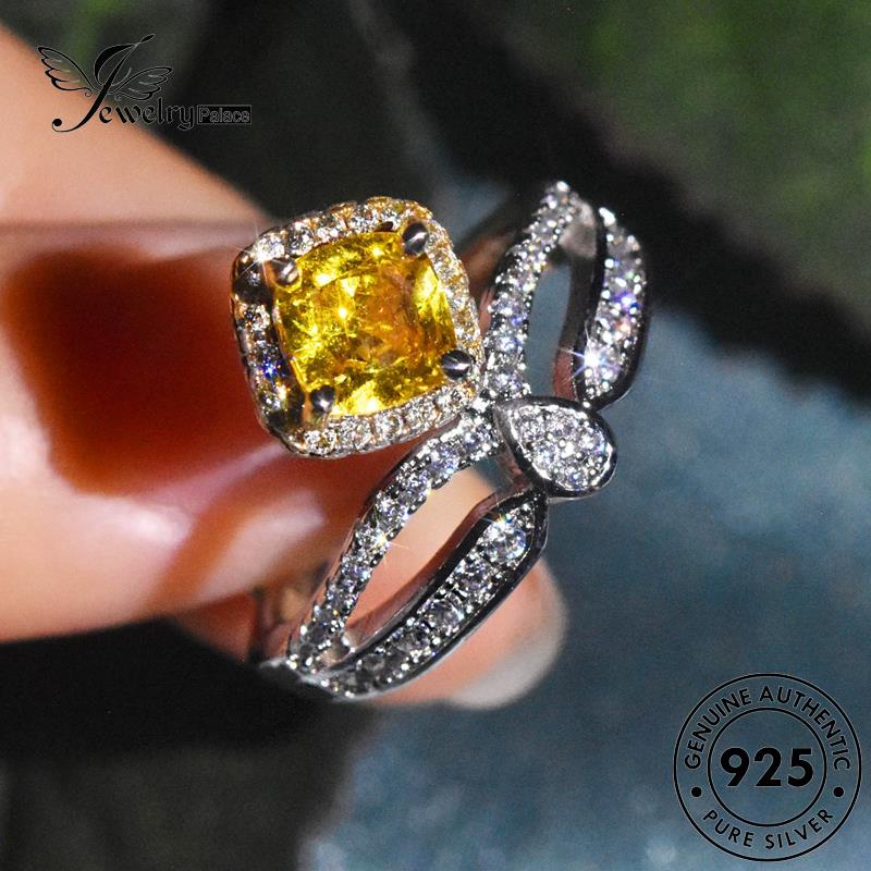 JEWELRYPALACE Kawin korea Crown Nikah Silver Asli Silver Cincin Original Perak Murni 925 Wanita Luxury Perhiasan Aksesori Citrine Sterling R2488