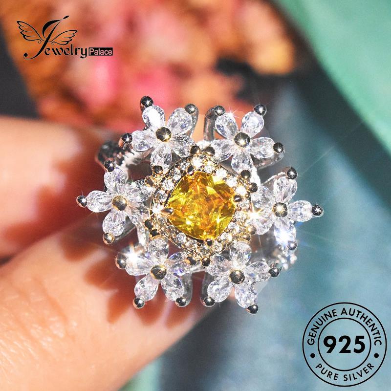 JEWELRYPALACE Luxury Aksesori Murni Kawin Sterling Wanita Perhiasan Snowflake Nikah Citrine Perak Silver Asli Original Cincin korea Silver 925 R2498