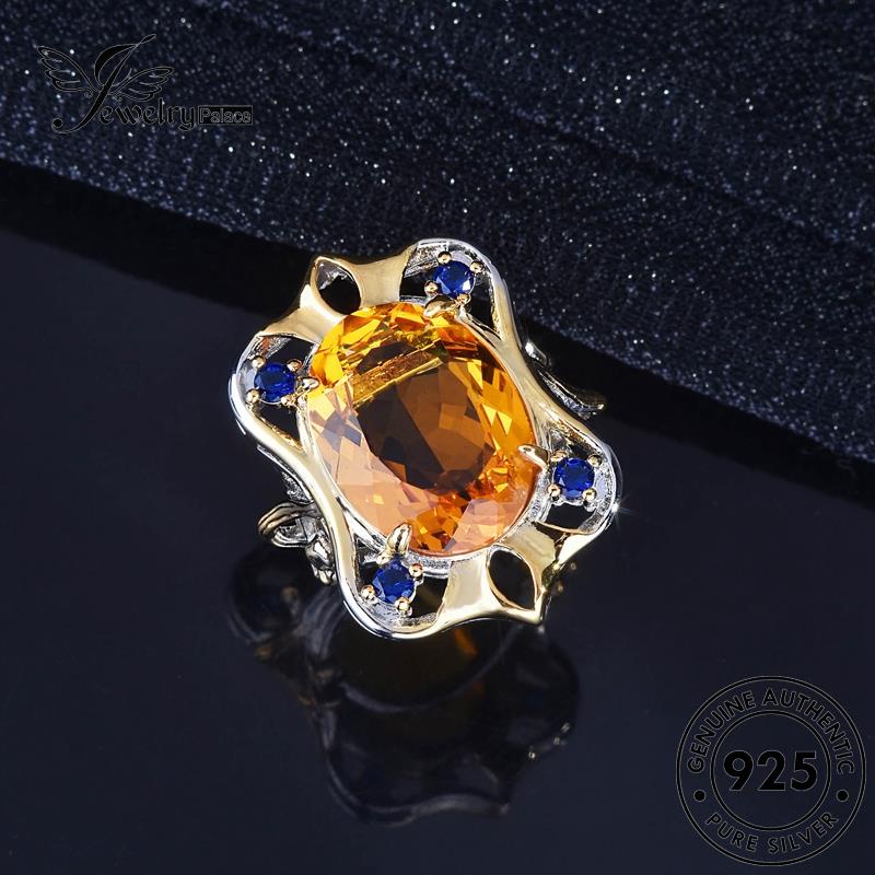 JEWELRYPALACE Style Aksesori Murni Retro Asli Perhiasan Court Perak Nikah Citrine 925 Kawin Silver korea Wanita Sterling Silver Original Cincin R2501