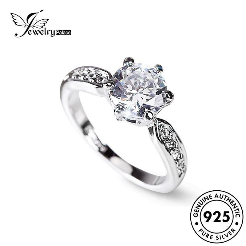 JEWELRYPALACE Kawin Perhiasan Asli Gold Cincin Silver Silver Sterling Nikah 925 Perak Diamond Original Wanita Six Moissanite Aksesori Claw korea Murni Classic R2457