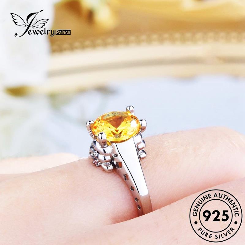 JEWELRYPALACE Personality Wanita 925 Perak Perhiasan korea Rabbit Original Silver Murni Silver Kawin Aksesori Cincin Citrine Nikah Sterling Asli R2476