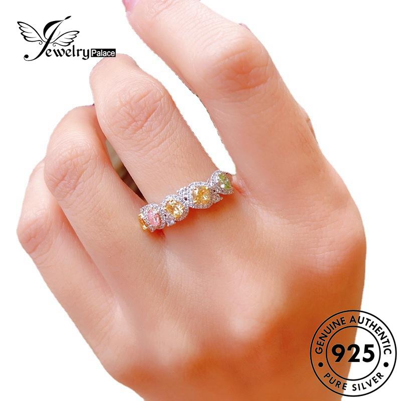 JEWELRYPALACE Aksesori Sterling Silver Asli Perak Simple Wanita 925 Silver Perhiasan Nikah Citrine Murni Kawin Color Original Cincin korea R2478