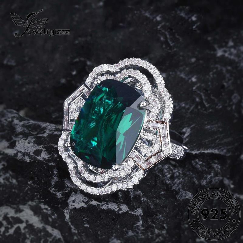 JEWELRYPALACE Silver 925 Kawin Cincin Nikah Perak Emerald Flowers Asli Aksesori Perhiasan Retro Sterling Original korea Wanita Silver Murni R2551