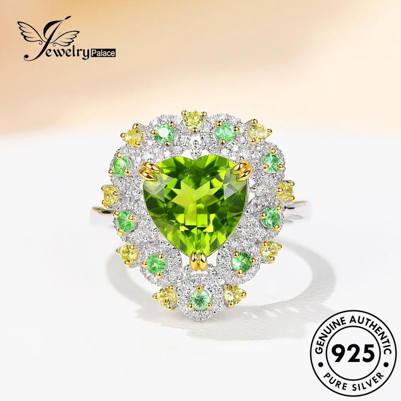 JEWELRYPALACE korea Wanita Asli Original Personality Perhiasan Kawin Cincin 925 Murni Perak Sterling Silver Aksesori Nikah Silver Emerald R2535