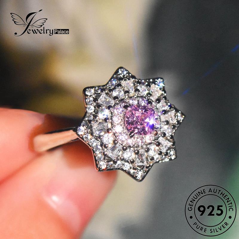 JEWELRYPALACE Sterling Aksesori Cincin Asli korea Pink Square Nikah Silver Kawin Original Silver Crystal Diamond Murni Perak 925 Wanita Perhiasan Fashion R2540