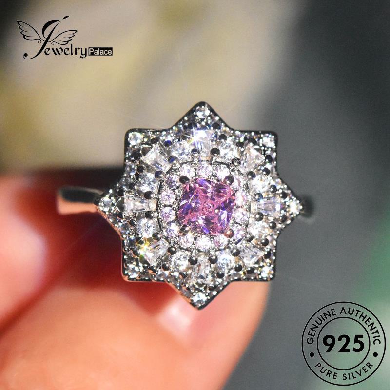 JEWELRYPALACE Sterling Aksesori Cincin Asli korea Pink Square Nikah Silver Kawin Original Silver Crystal Diamond Murni Perak 925 Wanita Perhiasan Fashion R2540