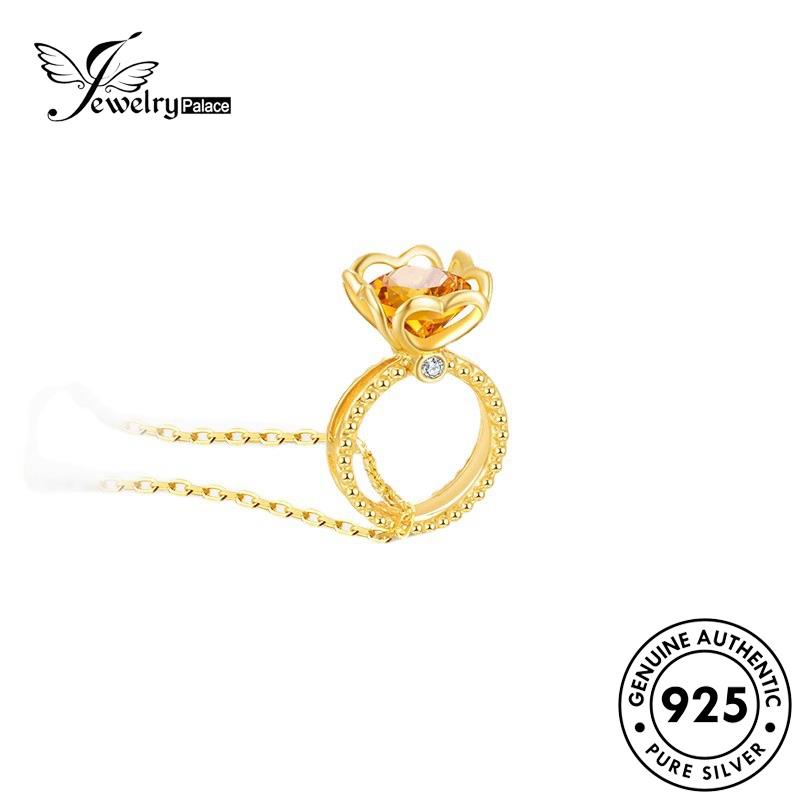 Jewelrypalace Kalung Kreativitas925 Citrine Set Wanita Perak Asli S92