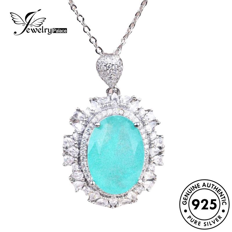 Jewelrypalace Telur Wanita Simple Aquamarine Original Set Perak925 Bentuk Kalung S94