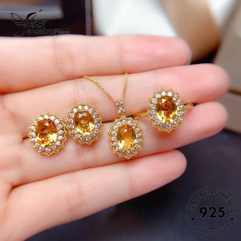 Perhiasanpalace Set925 Original Kalung Wanita Lucky Citrine Silver S108