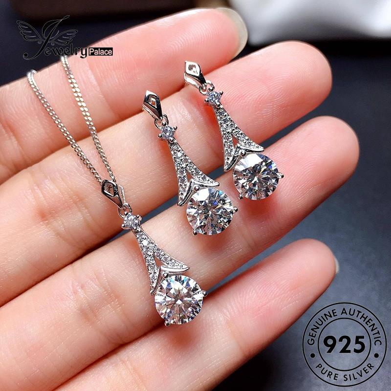 Jewelrypalace 925set Kalung Fashion Aquamarine Asli Wanita Perak S109