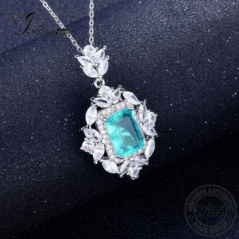 Jewelrypalace Set Asli High-End Kalung Pola925 Aquamarine Wanita Perak S152