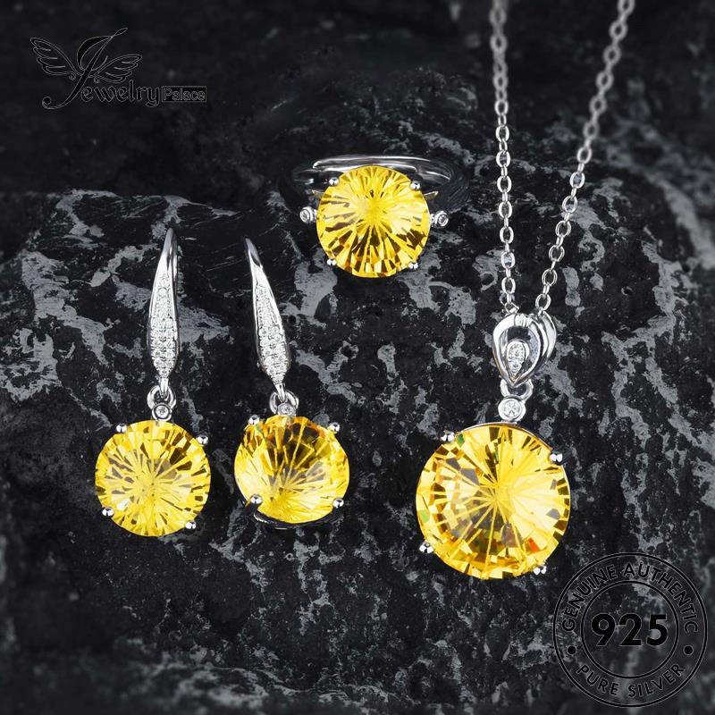 Jewelrypalace Perak Wanita925 Citrine Kalung Fashion Asli Set S206