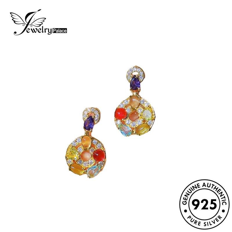 Jewelrypalace Perak925 Retro Rainbow Sapphire Wanita Asli Kalung Set S221