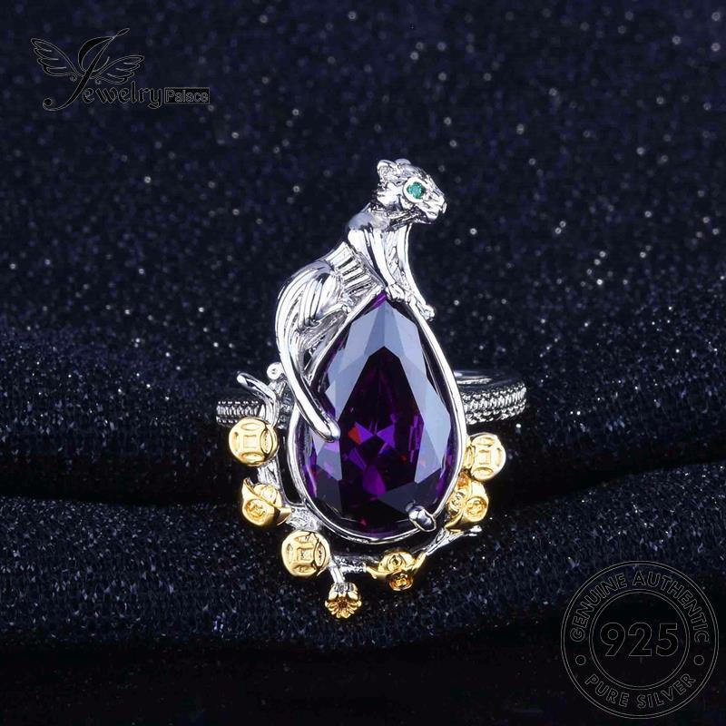 Tempat Perhiasan Wanita Set Kalung Emas Kreatif925 Perak Leopard Asli Amethyst S253