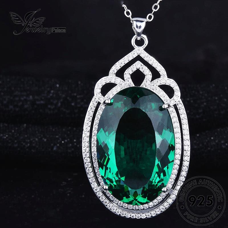 Tempat Perhiasan Wanita925 Perak Asli Telur Deluxe Kalung Set Emerald S254