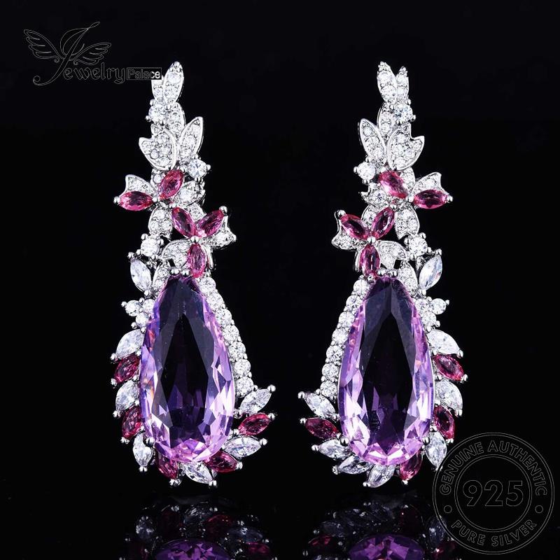 Set Perhiasanpalace Kalung Asli Amethyst925 Perak Butterfly Wanita Lucu S317