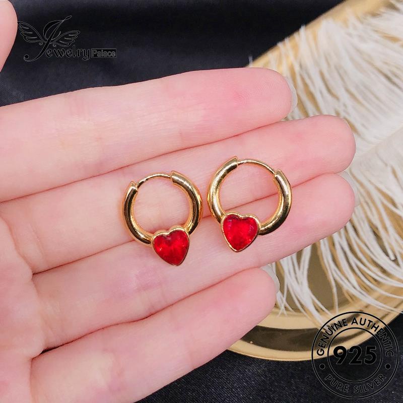 Jewelrypalace Perak Ruby925 Love Set Kepribadian Wanita Asli Kalung S322