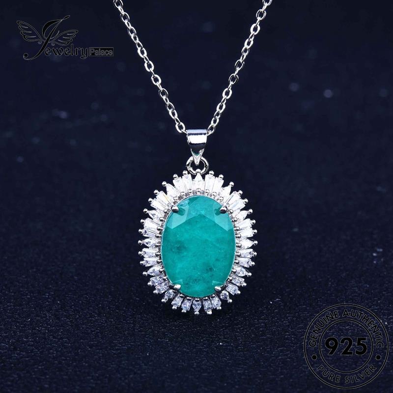 Tempat Perhiasan Wanita Kalung Perak Asli925 Set Fashion Aquamarine S348