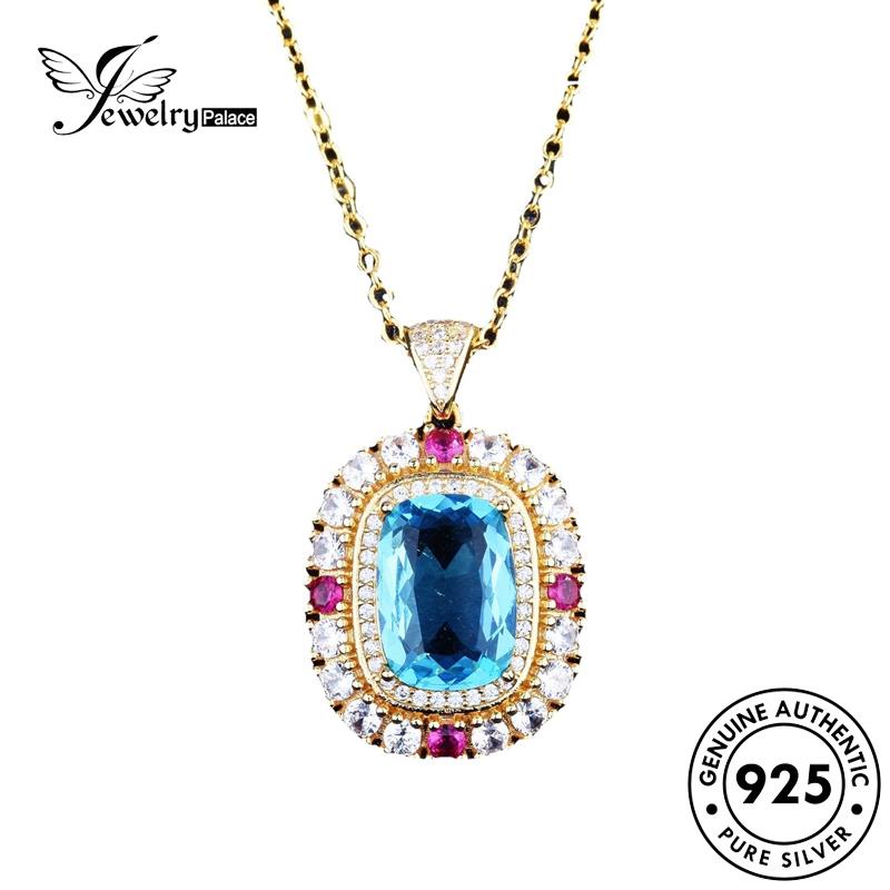 Jewelrypalace Perak925 Set Kalung Aquamarine Mewah Asli Wanita S419