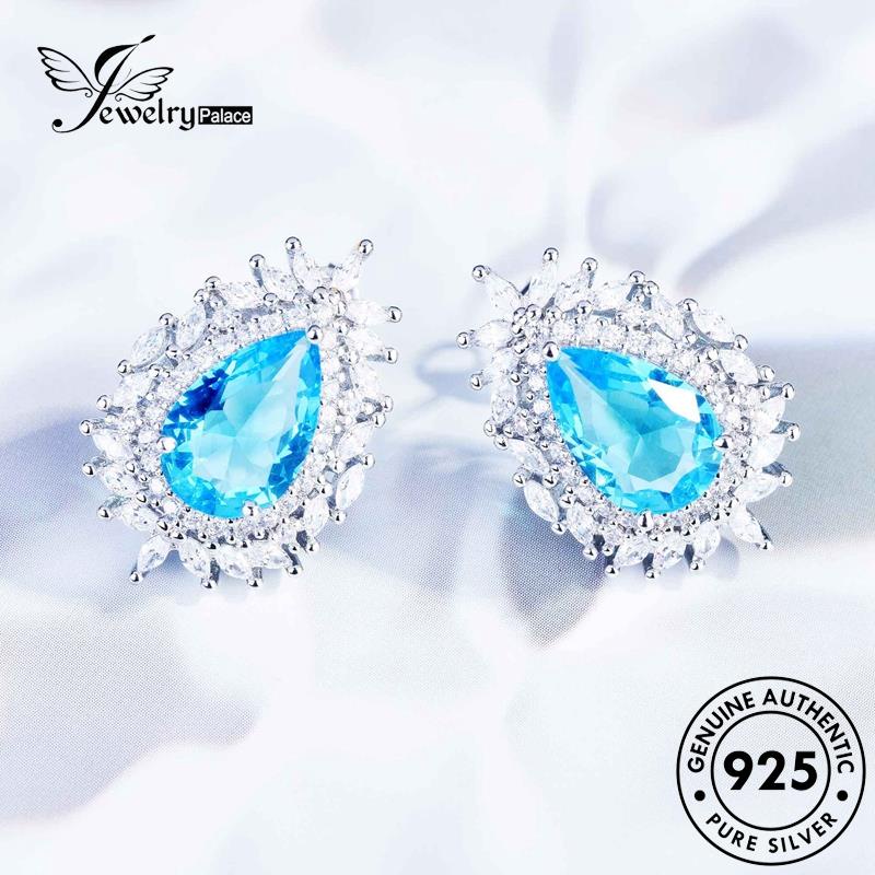 Jewelrypalace Fashion Perak Drop Set Safir Wanita Kalung925 Asli S394