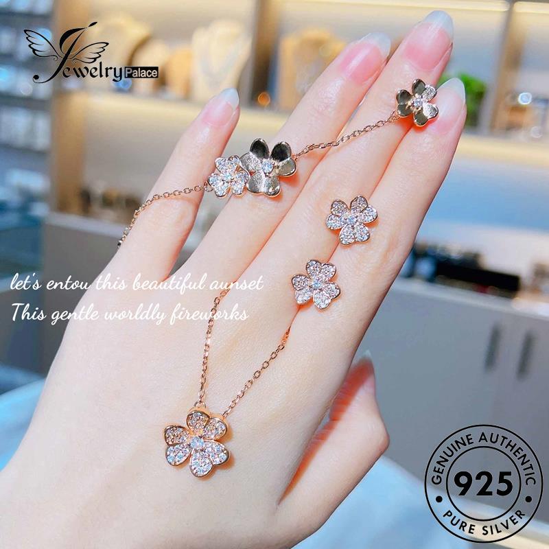 Jewelrypalace Ringan925 Wanita Perak Mewah Kalung Moissanite Set Berlian Asli S445