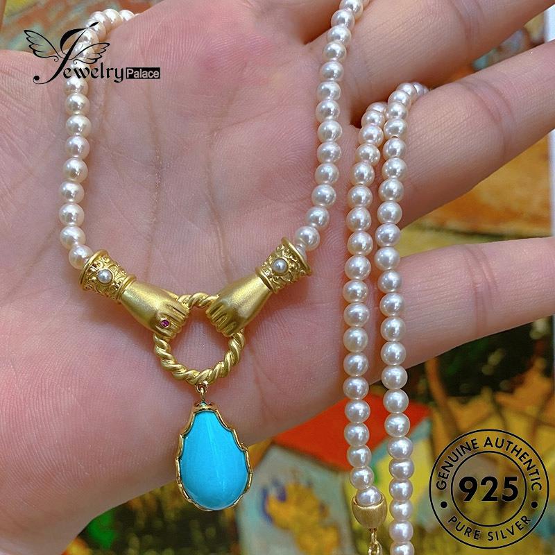 Jewelrypalace 925 Perak Asli Romantis Kalung Set Turquoise Wanita S462