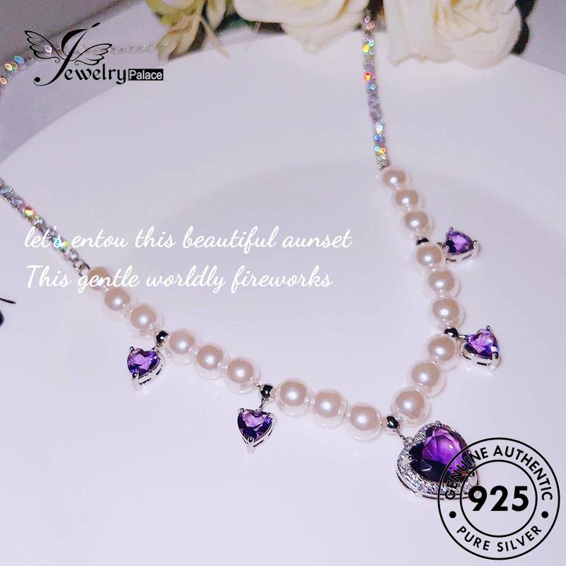 Jewelrypalace Mutiara Lavender Set Perak Asli925 Wanita Kalung S463