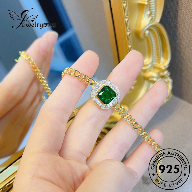 Tempat Perhiasan Wanita925 Set Perak Asli Kalung Zamrud Kuba S510