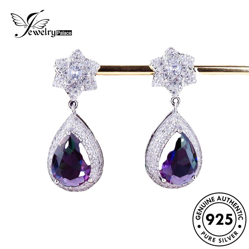 Tempat Perhiasan Wanita Amethyst Set925 Bentuk Kalung Perak Asli Pear S479