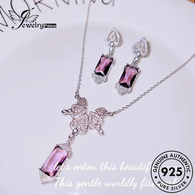 Jewelrypalace 925sayap Wanita Set Kalung Perak Asli Amethyst Angel S481