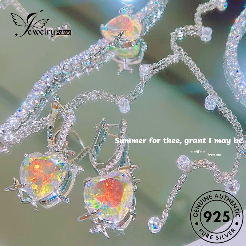 Jewelrypalace Asli Double Set Moonstone 925wanita Love Kalung Perak S549