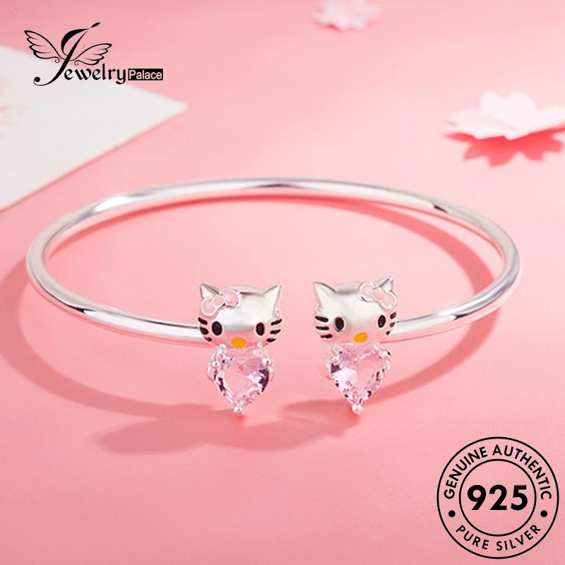 Jewelrypalace Kucing Berlian Kt Gelang Kristal Silver Pink Halo Wanita Fashion Asli925 B29