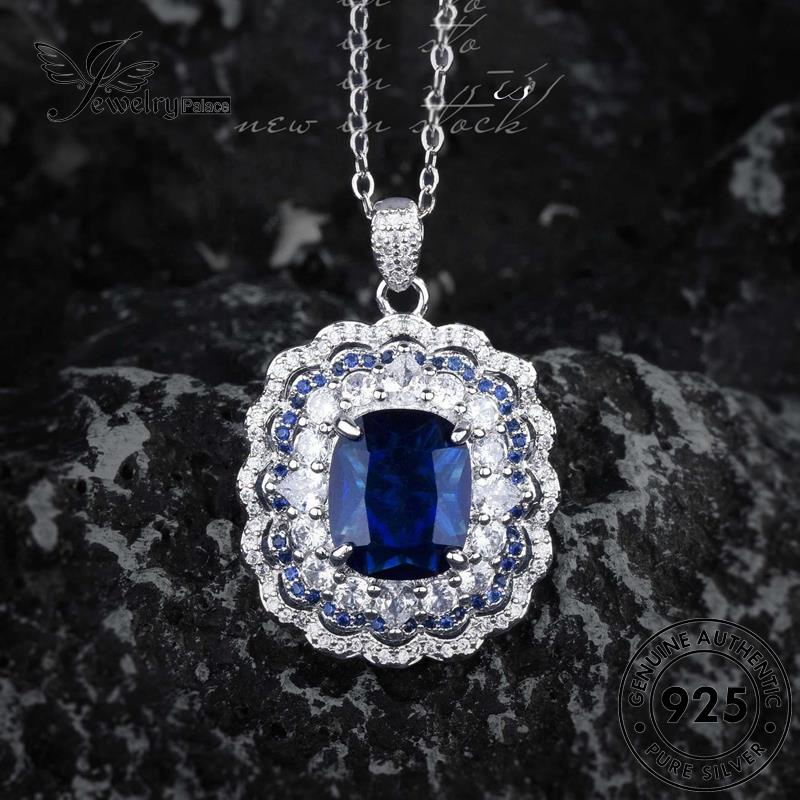 Jewelrypalace Sapphire Mewah925 Kalung Perak Asli Wanita Set S605