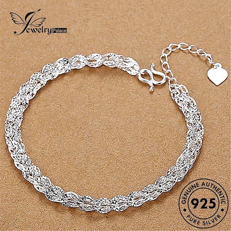 Jewelrypalace925 Gelang Ikan Teri Wanita Perak Simple Asli B445