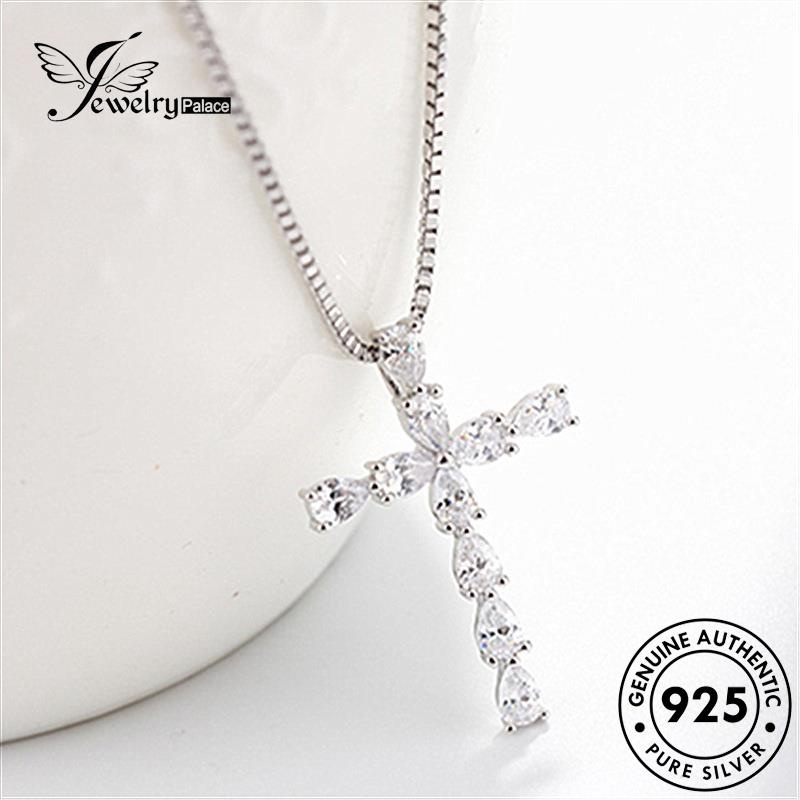 Jewelrypalace Moissanite Fashion Salib925 Wanita Asli Kalung Perak Berlian N926